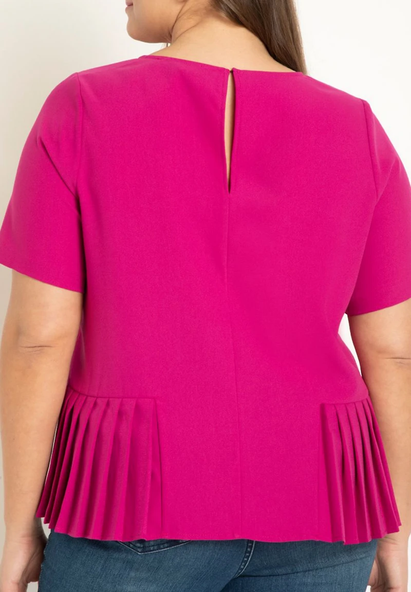 Eloquii Women's Plus Pleated Hem Top