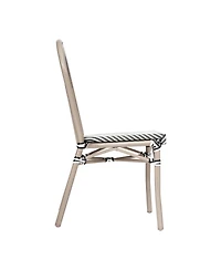 Merrick Lane Mael Stacking Thonet Bistro Style Chair With Textilene Seat And Bamboo Finished Metal Frame For Indoor/Outdoor Use