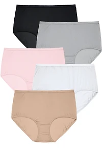 Comfort Choice Plus Full Coverage Nylon Brief 5-Pack