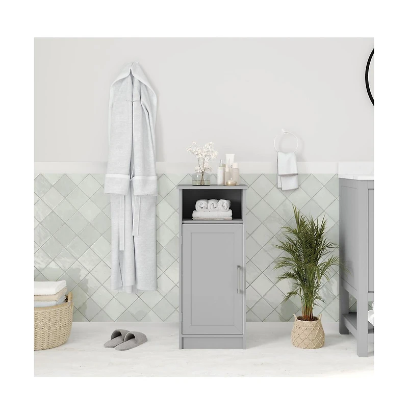 Merrick Lane Vigo Bathroom Storage Cabinet With Adjustable Cabinet Shelf, Upper Open Shelf, And Magnetic Closure Door