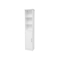 Merrick Lane Vigo Slim Linen Tower Organizer With Adjustable Cabinet Shelves, Open Shelves, And Magnetic Closure Doors