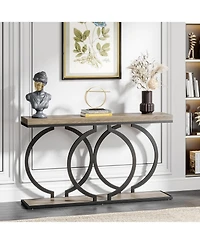 Tribesigns Industrial Console Table, 55 inch Wood Entryway Table Narrow Long Sofa Rustic Accent