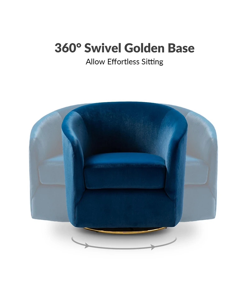 Swivel Accent Chair with Gold Metal Base for Living Room Nursery