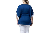 Kiyonna Plus Sarah Lace Trim Peplum Top