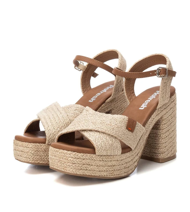 Women's Heeled Jute Platform Sandals By Xti