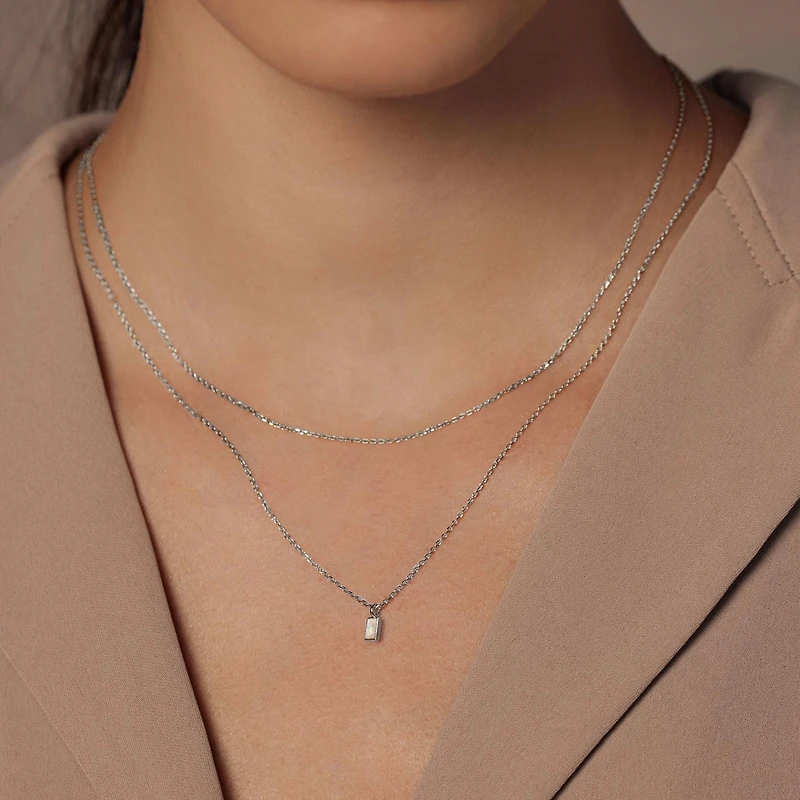 Sterling Silver Elayna Two Pre-Layered Opal Set Necklace – Delicate Statement, Sun-Kissed Style