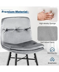Sugift 2 Pieces 29 Inch Velvet Bar Stools Set with Tufted Back and Footrests