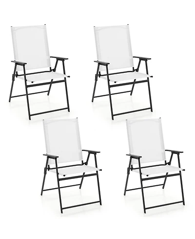 Sugift Set of 4 Patio Folding Chair with Rustproof Metal Frame
