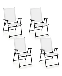 Sugift Set of 4 Patio Folding Chair with Rustproof Metal Frame