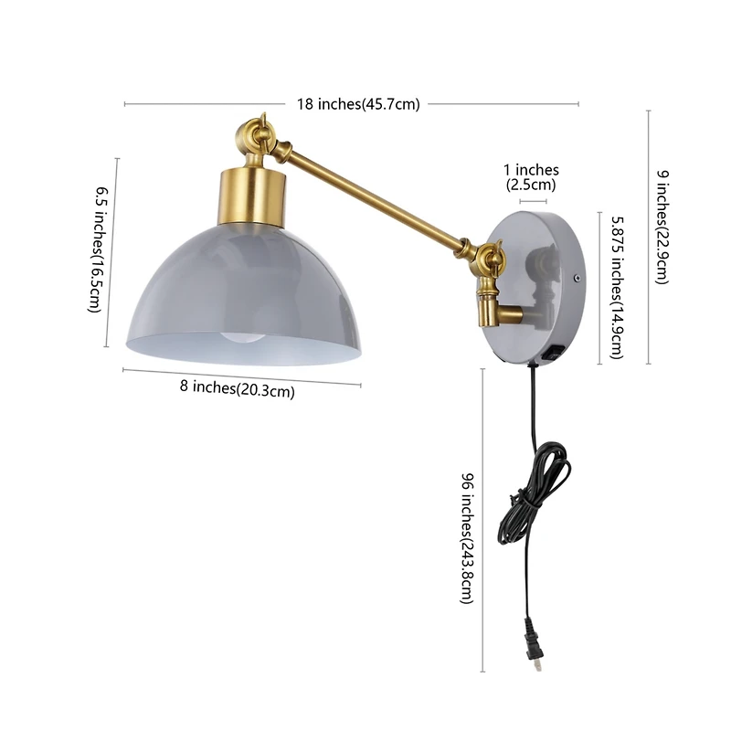Jonathan Y Lisa Swing Arm Modern Midcentury Iron Usb Charging Port Led Sconce