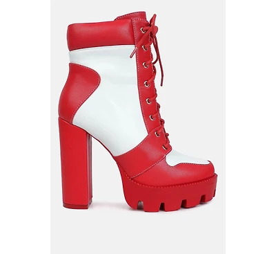 moos block heel lace up boots