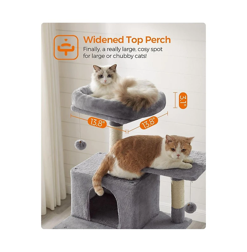 Slickblue Cat Tree Tower With Hammock, Basket, Scratching Posts, Cat Caves, Plush Perches, Cat Activity Center