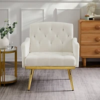 Streamdale Furniture Cream Velvet Armchair With Metal Legs
