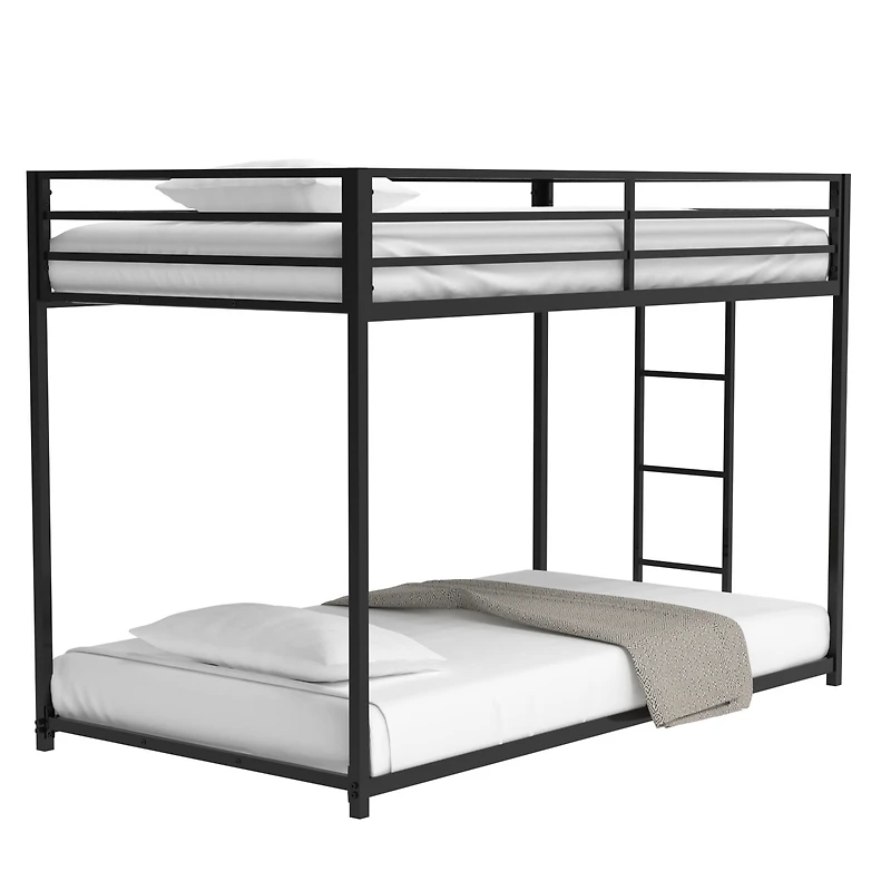 Streamdale Furniture Same as original B083124170 Adam Sturdy Twin over Twin Metal Bunk Black for Kids and Adult, Low Profile and Easy Climbing with St