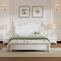 Streamdale White 3-Pc Queen Bed and Nightstands Set