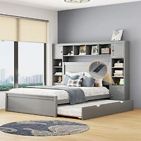 Streamdale Wooden Queen Bed with Cabinetry and Outlets