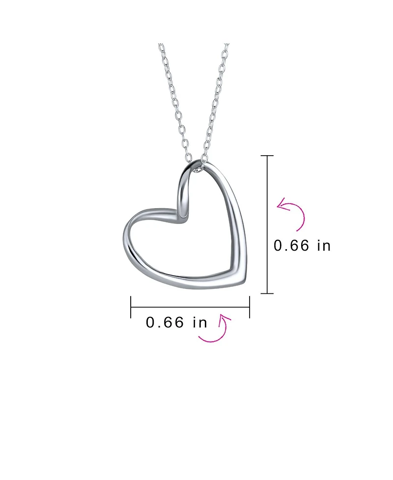 Bling Jewelry Floating Open Heart Pendant Necklace Sterling Silver With Chain