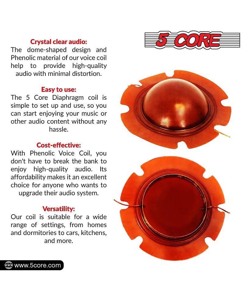 5 Core 2 inch Diaphragm Phenolic Voice Coil 63.5mm Compression Horn driver 10 Pieces