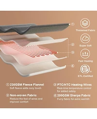 Caromio Queen Size Flannel Electric Heated Blanket with Dual Control, 84" x 90"