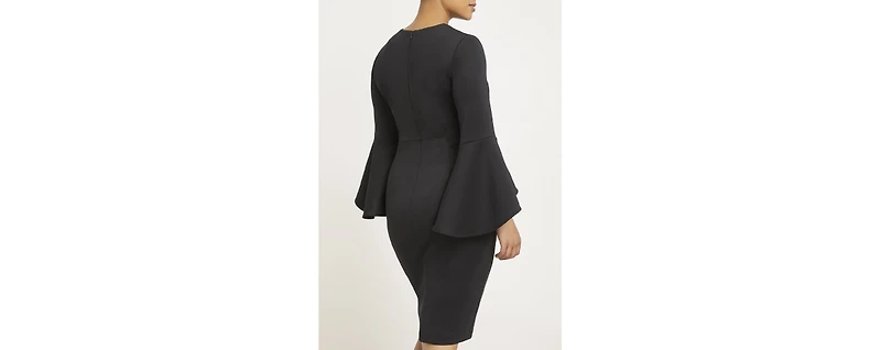 Eloquii Women's Flare Sleeve Scuba Dress