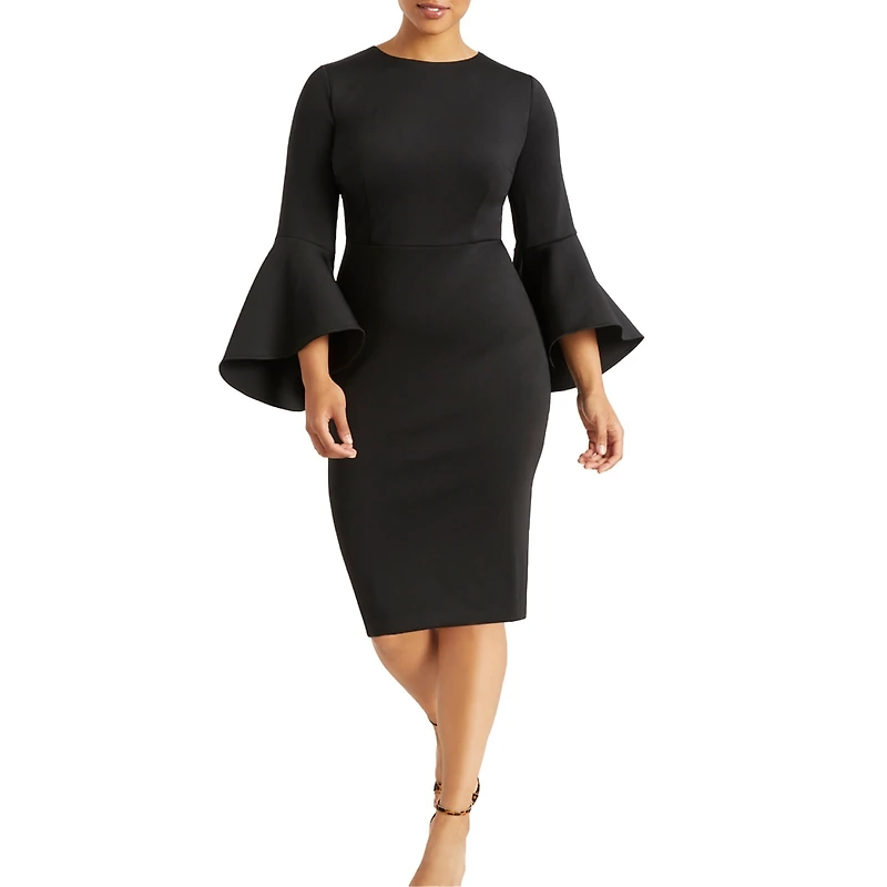 Eloquii Women's Flare Sleeve Scuba Dress