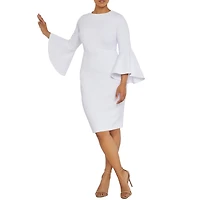 Eloquii Women's Plus Flare Sleeve Scuba Dress