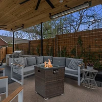 Streamdale Wicker Fire Pit Column With Glass Wind Guard