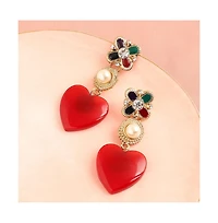 Sohi Women's Gold Royal Heart Drop Earrings