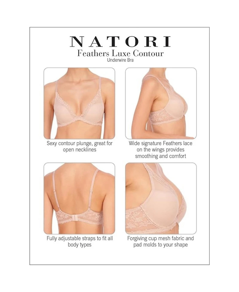 Natori Women's Feathers Luxe Plunge T-Shirt Underwire Bra
