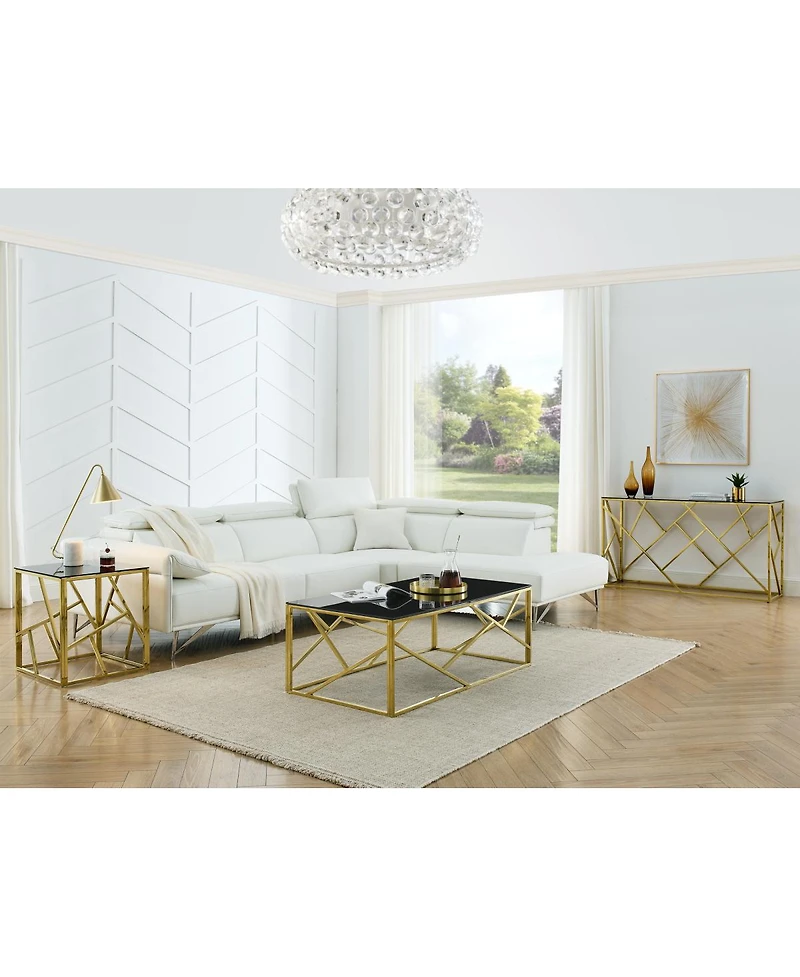Streamdale Furniture Rectangular Glass Top Coffee Table with Stainless Steel Frame