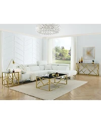 Streamdale Furniture Rectangular Glass Top Coffee Table with Stainless Steel Frame