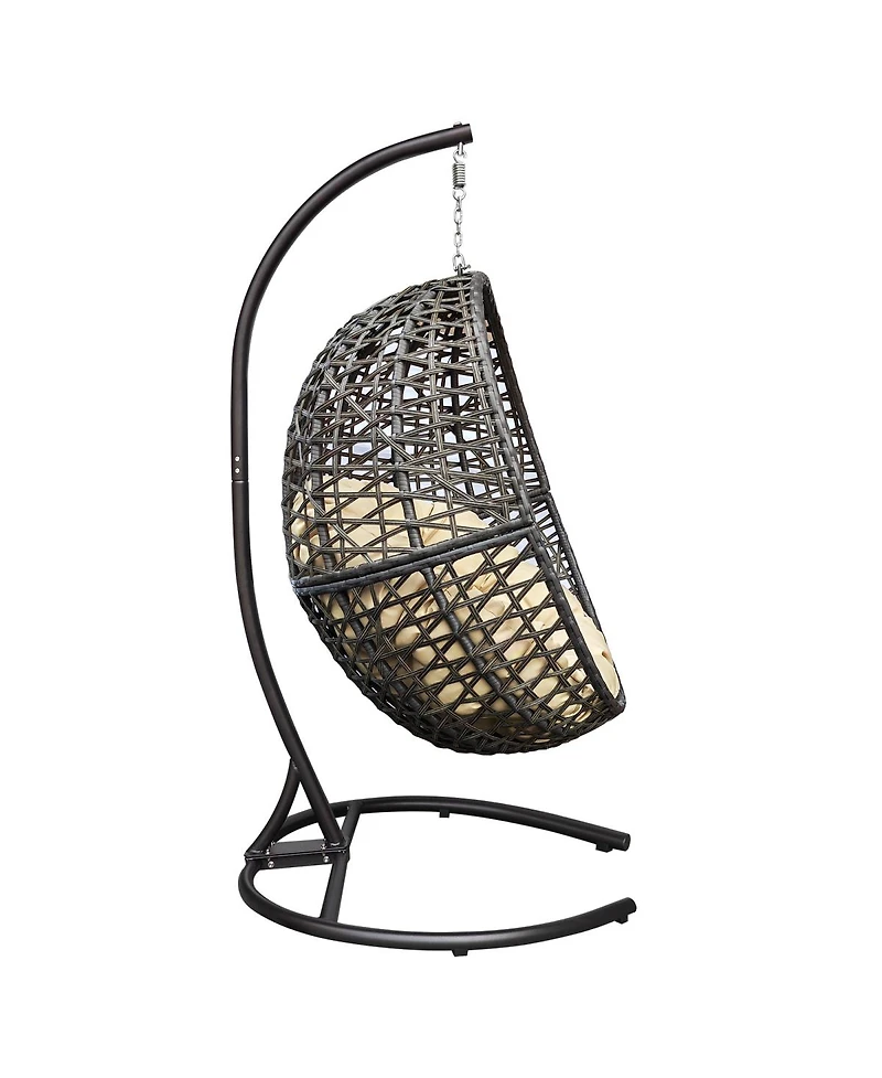 Simplie Fun Outdoor Wicker Egg Chair With Stand & Cushion