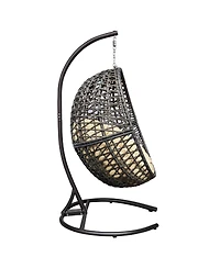 Simplie Fun Outdoor Wicker Egg Chair With Stand & Cushion