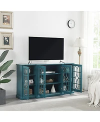 Streamdale Furniture 63" Tv Stand, Storage Buffet Cabinet, Sideboard With Glass Door And Adjustable Shelves