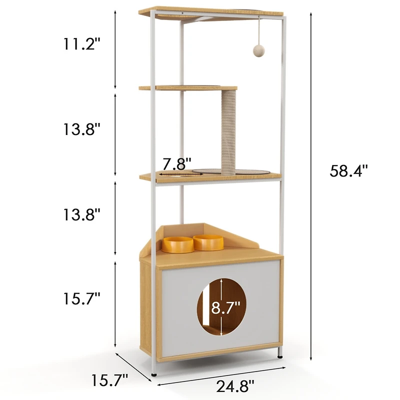 Streamdale Furniture Indoor Cat Tower with Feeding Station & Platforms