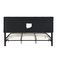 Streamdale King Size Upholstered Platform Bed Frame in Black