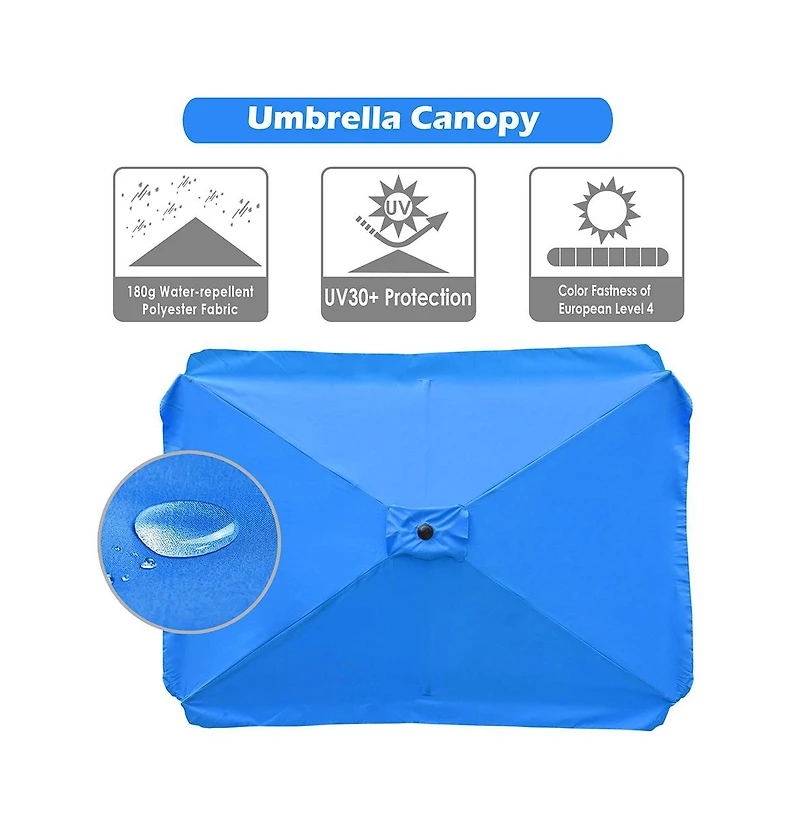 Patio Rectangle Umbrella Canopy Replacement Parasol Sunshade Cover f/ 6.5x10 ft Umbrella