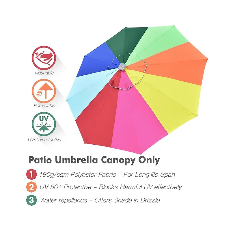 Yescom 10ft UV50+ Universal Replacement Umbrella Canopy Outdoor Beach Parasol Top Cover