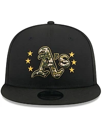 New Era Men's Black Oakland Athletics 2024 Armed Forces Day 9FIFTY Snapback Hat