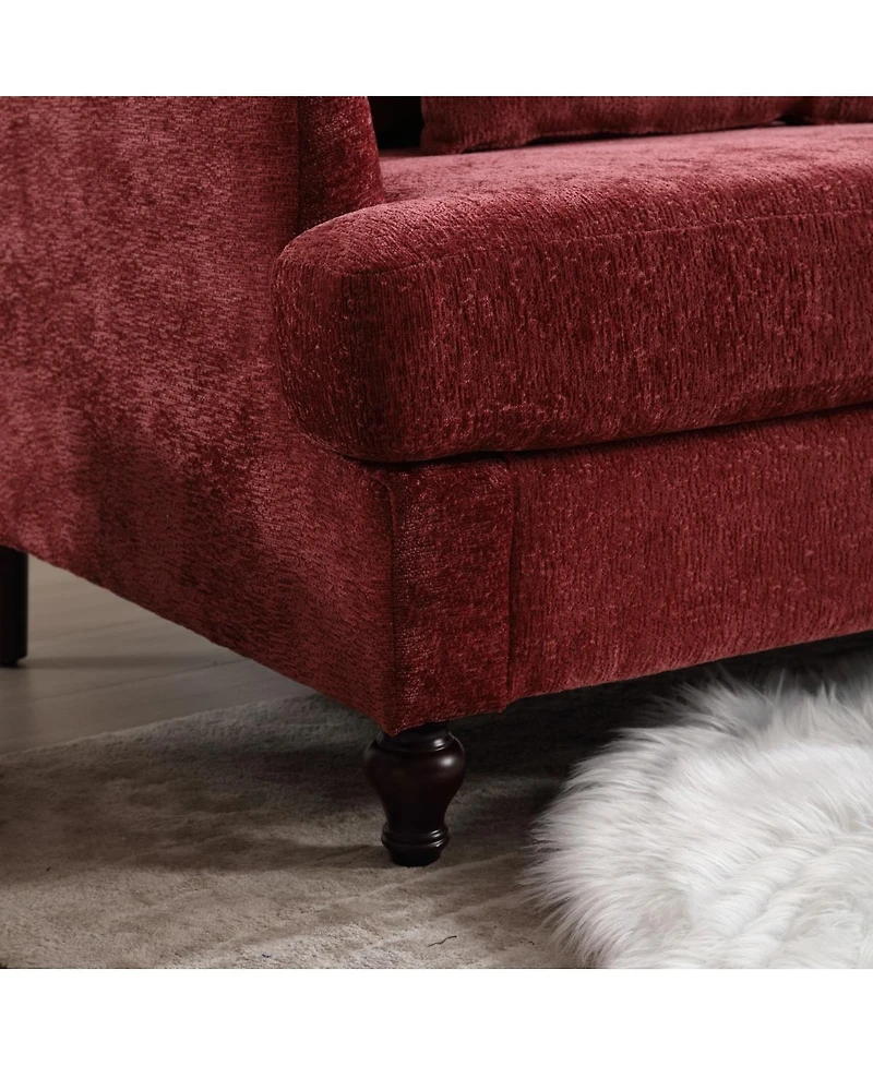 Simplie Fun Modern Chenille Fabric Loveseat, 2-Seat Upholstered Loveseat Sofa Modern Couch