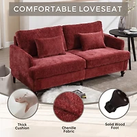 Simplie Fun Modern Chenille Fabric Loveseat, 2-Seat Upholstered Loveseat Sofa Modern Couch
