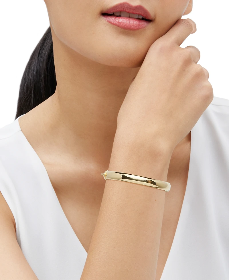 High Polished Tube Hinge Bangle Bracelet (8.5mm) in 18k Gold-Plated Sterling Silver
