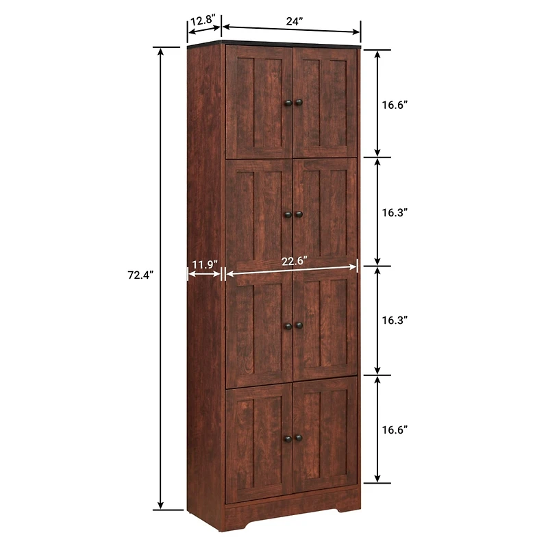 Streamdale Furniture 4-Door Walnut Cabinet for Living Room, Kitchen, Office