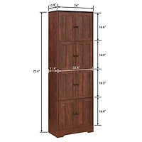 Streamdale Furniture 4-Door Walnut Cabinet for Living Room, Kitchen, Office