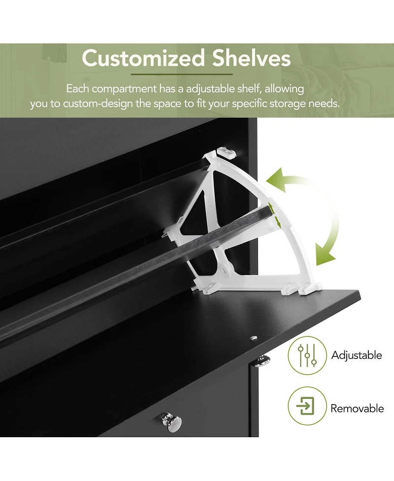 Simplie Fun 3-Drawer Shoe Cabinet with Hooks and Adjustable Panel