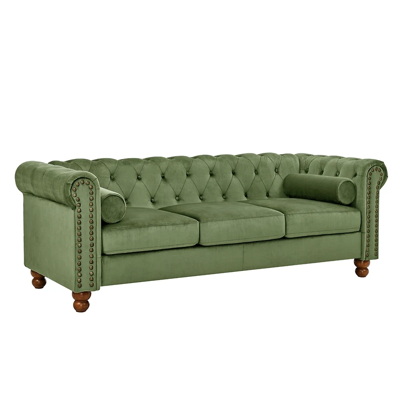 Streamdale Green Velvet Chesterfield Sofa - 3 Seater