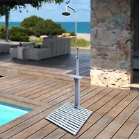 Simplie Fun Outdoor Garden Pool Shower With Chassis Board, For Swimming Pool, Patio, Terrace, Garden, Wood