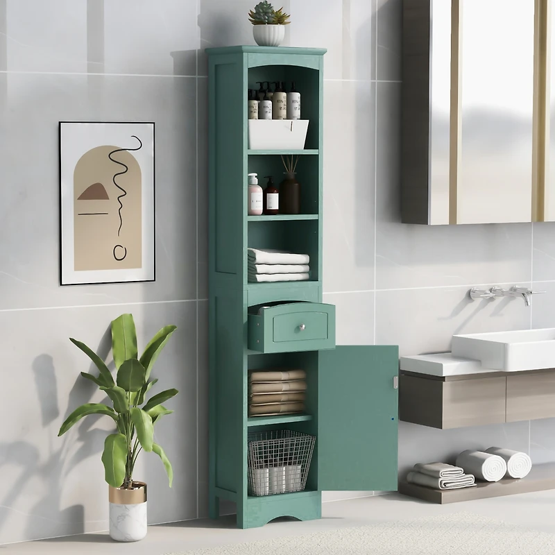 Streamdale Tall Bathroom Cabinet w/ Drawer & Adjustable Shelf