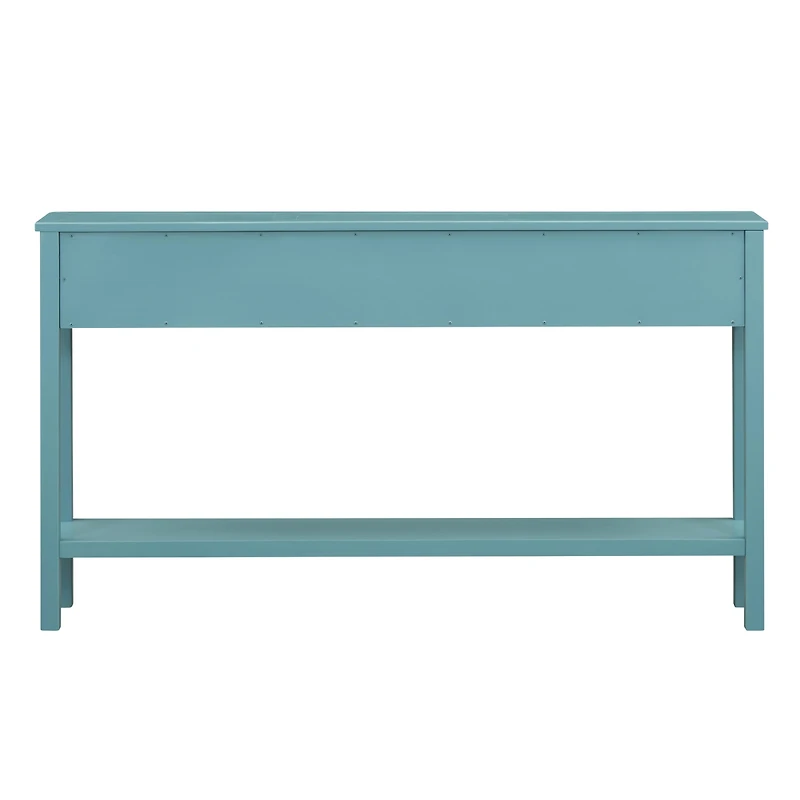 Simplie Fun Antique White Console Table with Drawers and Shelf, 60" Long