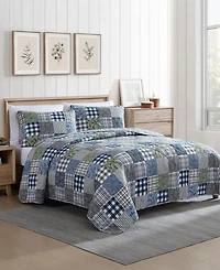 Eddie Bauer Cozy Plaid Patchwork Reversible 2 Piece Quilt Set, Twin